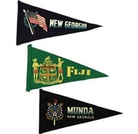 (3) WWII Pacific Theater Souvenir Pennants