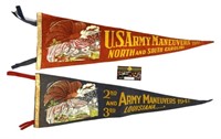 (2) WWII 1941 Army Maneuvers Pennants