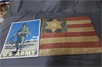 US Army poster and fabric Flag patchwork design