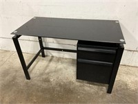 Black Metal Desk w/ Glass Top