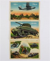(3) WWII U.S. Army Postcards with Tanks