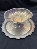 Silver tray and bowl