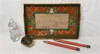 Vintage Christmas Tray, Oil Candles & Ornament