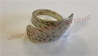 925 Sterling Hammered Wrap Around Ring ~ Signed RJ