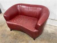 Small Red Leather Loveseat