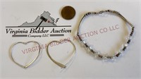925 Heart Hoop Earrings & Partial 925 Bracelet