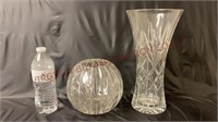 Vintage Crystal Orb Vase & 12" Flower Vase