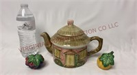 Vintage Teapot, Fruit Salt & Pepper Set