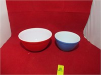 Blue and Red Pyrex Bowls USA