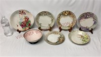 Antique French Porcelain Plates & Bowl ~ 7 pcs