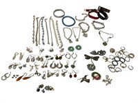 Large lot of sterling and other costume jewelry.