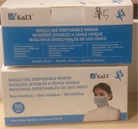 Two unopened boxes of disposable masks