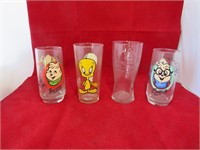 4 Vintage Glasses 3 are Character Glasses