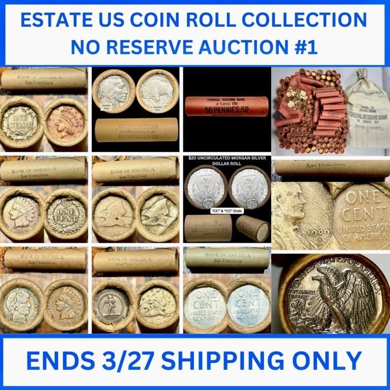 ESTATE US COIN ROLL COLLECTION NO RESERVE AUCTION #1
