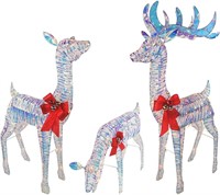 Large 3-Piece LED Lighted Holiday Deer Family