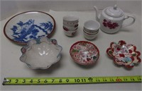 Tea Set (pot is chipped) & Misc Porcelain