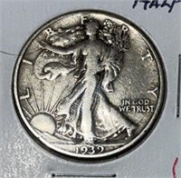 1939-P WALKING LIBERTY HALF DOLLAR (90% SILVER)