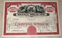 VINTAGE STOCK CERTIFICATE-REXALL DRUG