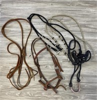 Leather Headstall W/Cavesson, Reins & More Incl