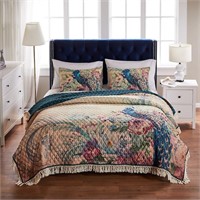 Barefoot Bungalow Vintage Peacock Oversized Quilt