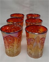 (6) Indiana Glass Amberina Tumblers