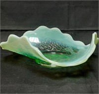 Jefferson Glass Green Opal Many Loops Dish