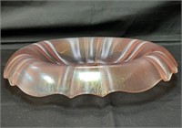 Iridized Pink Stretch Glass 10"  Console Bowl