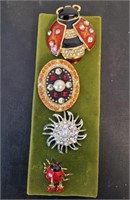 4 Costume Jewelry Pins