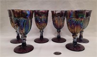 (6) Indiana Amethyst Glass Heirloom Series Goblets