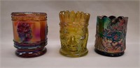 (3) Carnival Glass Toothpick Holders
