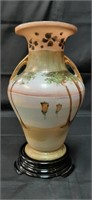 Nippon Hand Painted Dbl-armed 9.25" Vase on Base