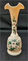 Hand Painted Bristol Glass Opaline Glass 8" Vase