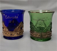 (2) Gold Accented Souvenir Toothpick Holders