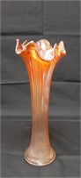 Fenton Marigold Carnival Glass Fine Rib Swung Vase