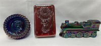 (3) Carnival Glass Paperweights