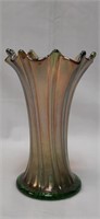 Northwood Green Thin & Wide Rib 7.25" Swung Vase