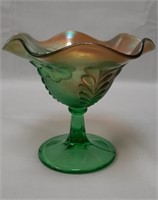 Northwood Green Daisy & Plume 6" Compote