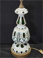 Bohemian style glass decorated white cut to