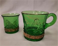 Green EAPG Souvenir Teacup/ Toothpick Holder