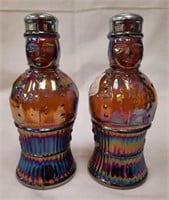 Imperial Amber Carnival Glass Salt/Pepper Shakers