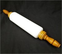 Wooden Handled Milk Glass Rolling Pin