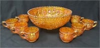 9Pc Marigold Grape(Imperial) Punch Bowl Set