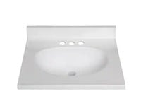19"Wx17"D Cultured Marble Vanity Top White