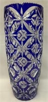 Imperlux Hand Cut Lead Crystal Cobalt Blue Vase