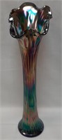 Fenton Blue Spearhead & Rib Swung 16.5" Tall Vase