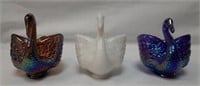 (3) Imperial Glass Swan Salt Dishes