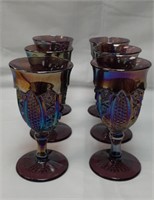 (6) Indiana Glass Amethyst Heirloom Goblets