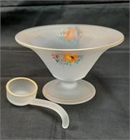 Frosted Glass Compote w/ Dipper