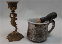 Richfield Shaving Mug/Brush; Cupid Candlestick