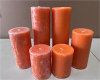 Set of 2 4", 6" and 9" Orange Pilar Candles